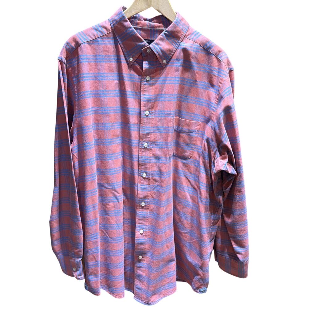 Daniel Cremieux Shirt Mens 2XT Plaid Long Sleeve Button Up Cotton Pink Blue